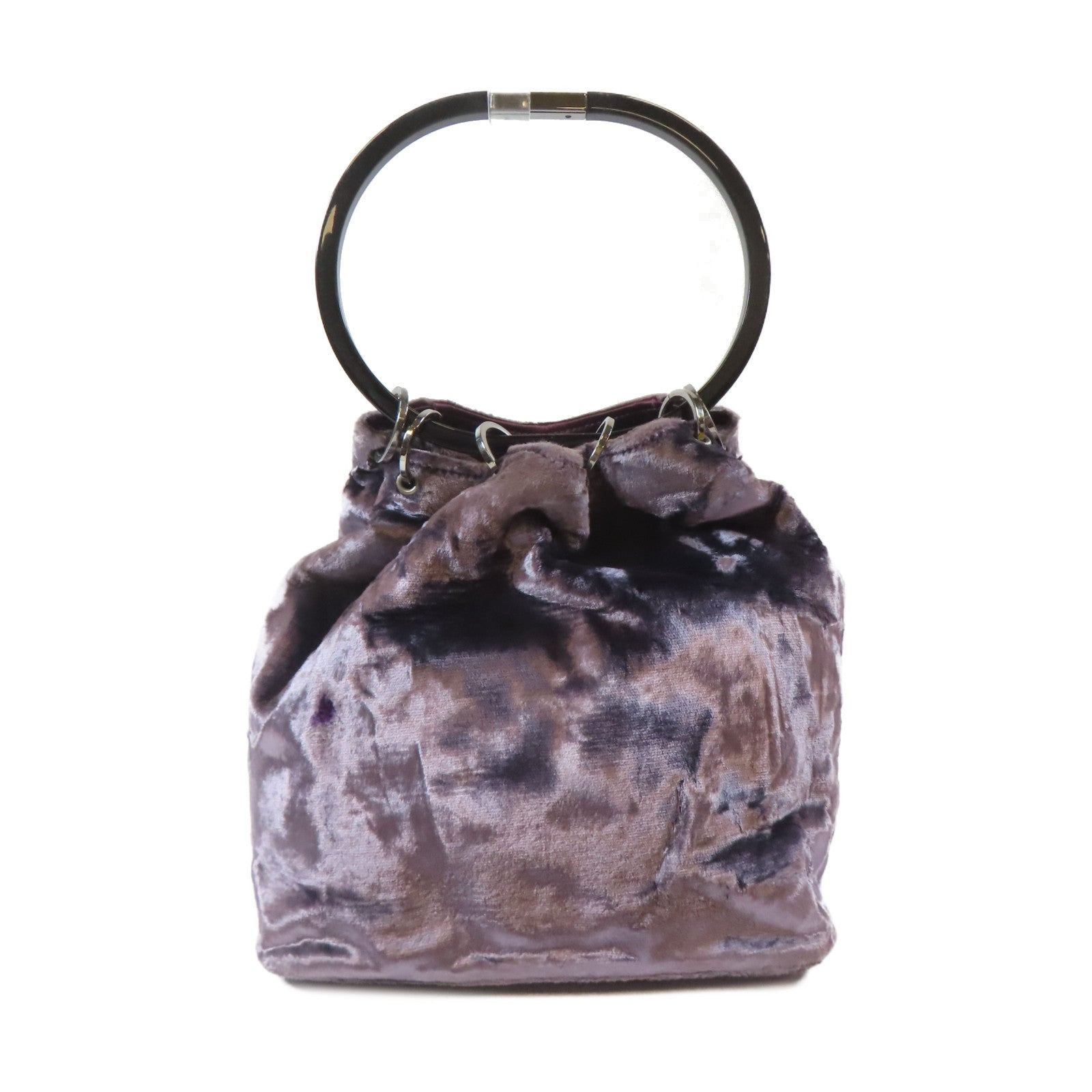 GUCCI 天鵝絨Hand Bag銀扣手挽袋紫色