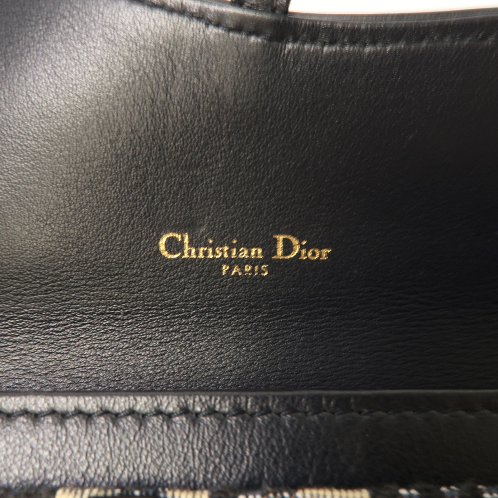 Dior 帆布Shoulder Bag金扣鏈帶肩背袋藍色/米色