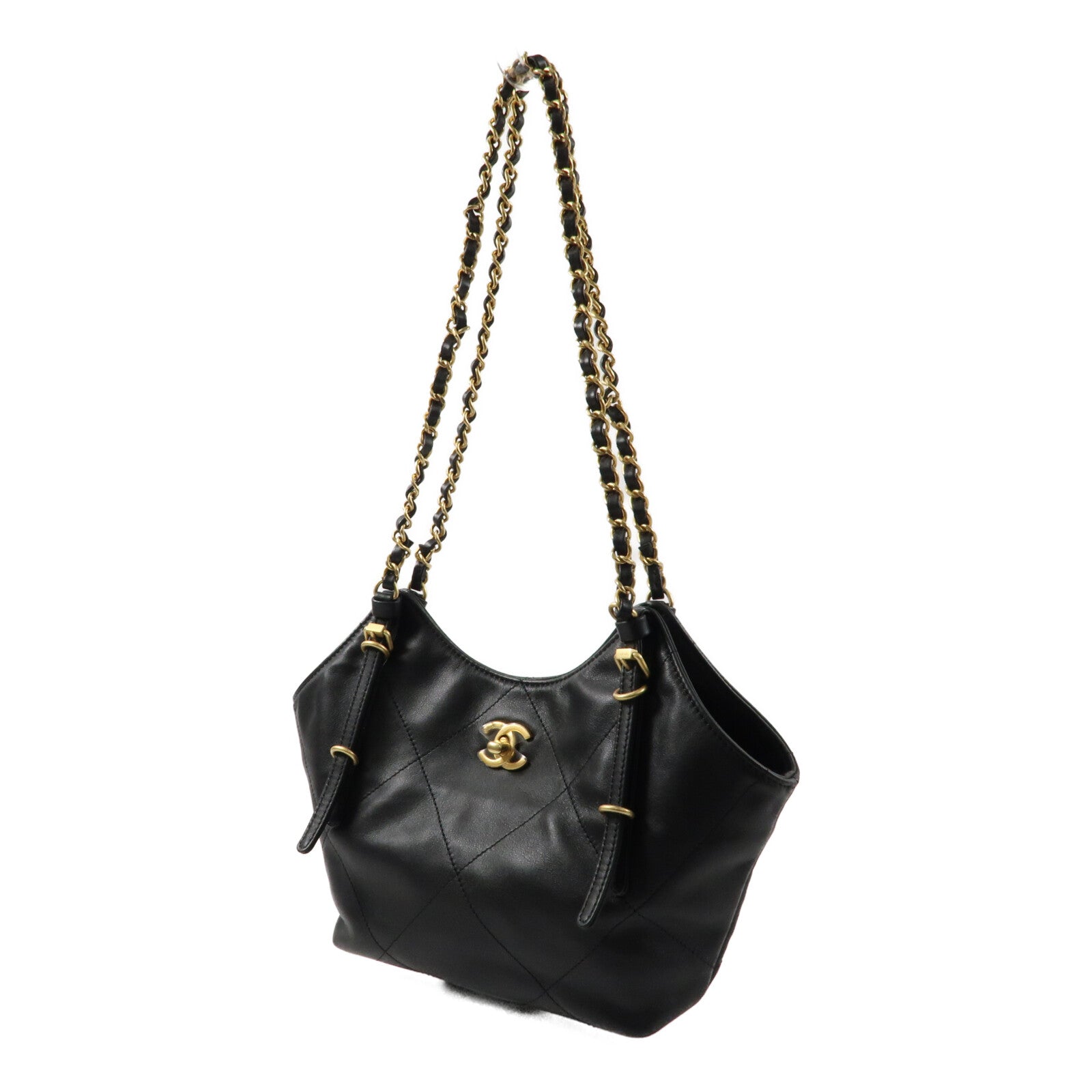 CHANEL 【激減優惠】牛皮皮革Small Chain Tote金扣鏈帶手挽袋