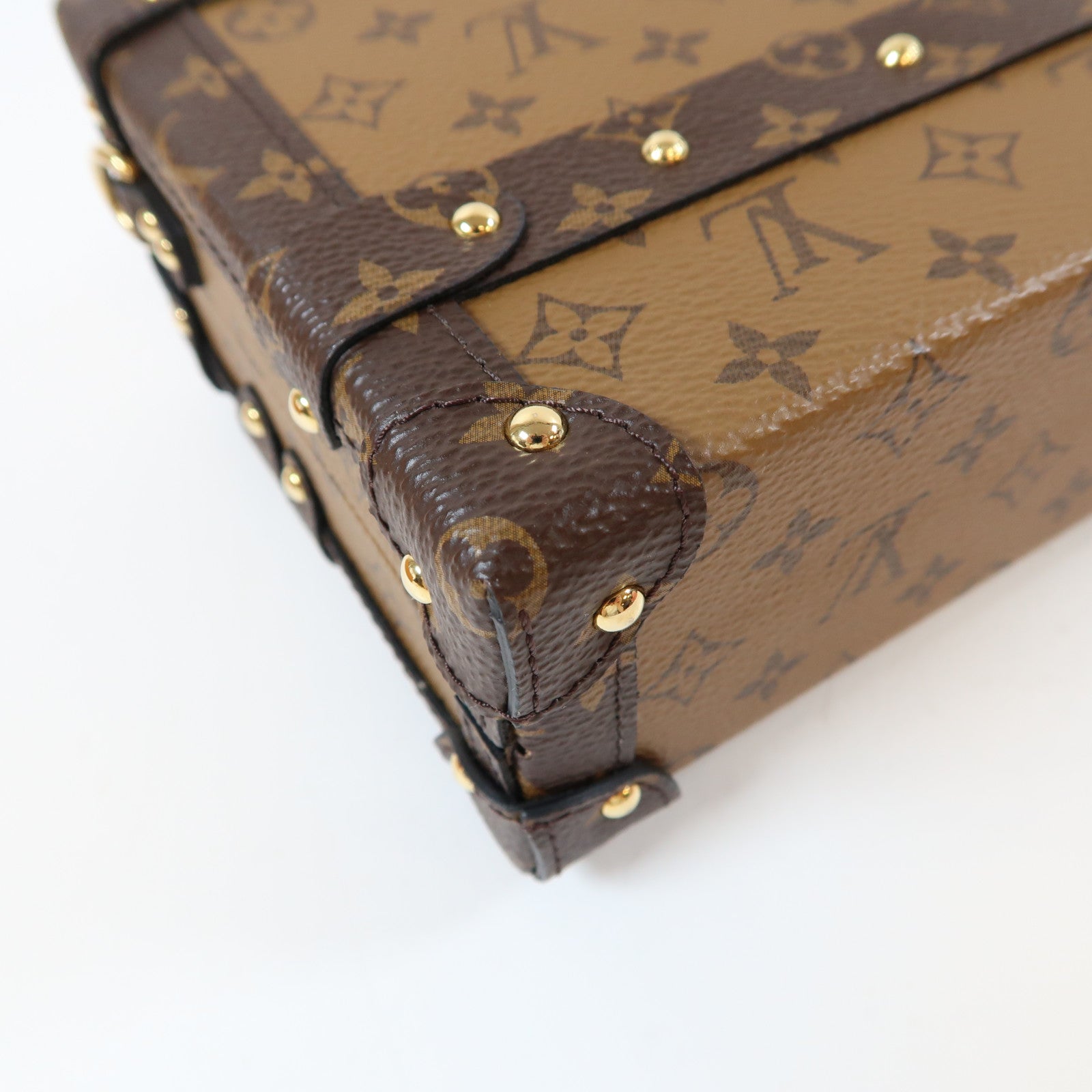 LOUIS VUITTON Monogram Reverse Petite Malle金扣肩背袋啡色