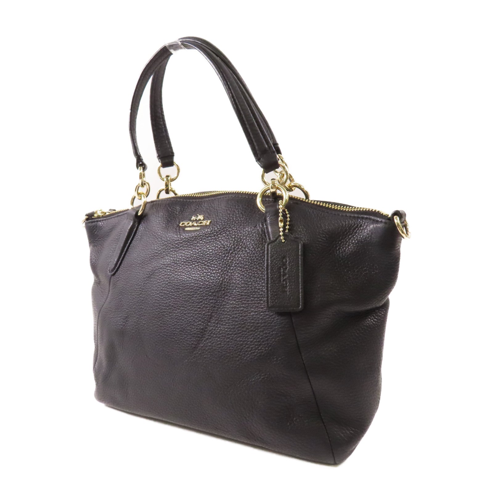 COACH 牛皮皮革Handbag金扣手挽袋