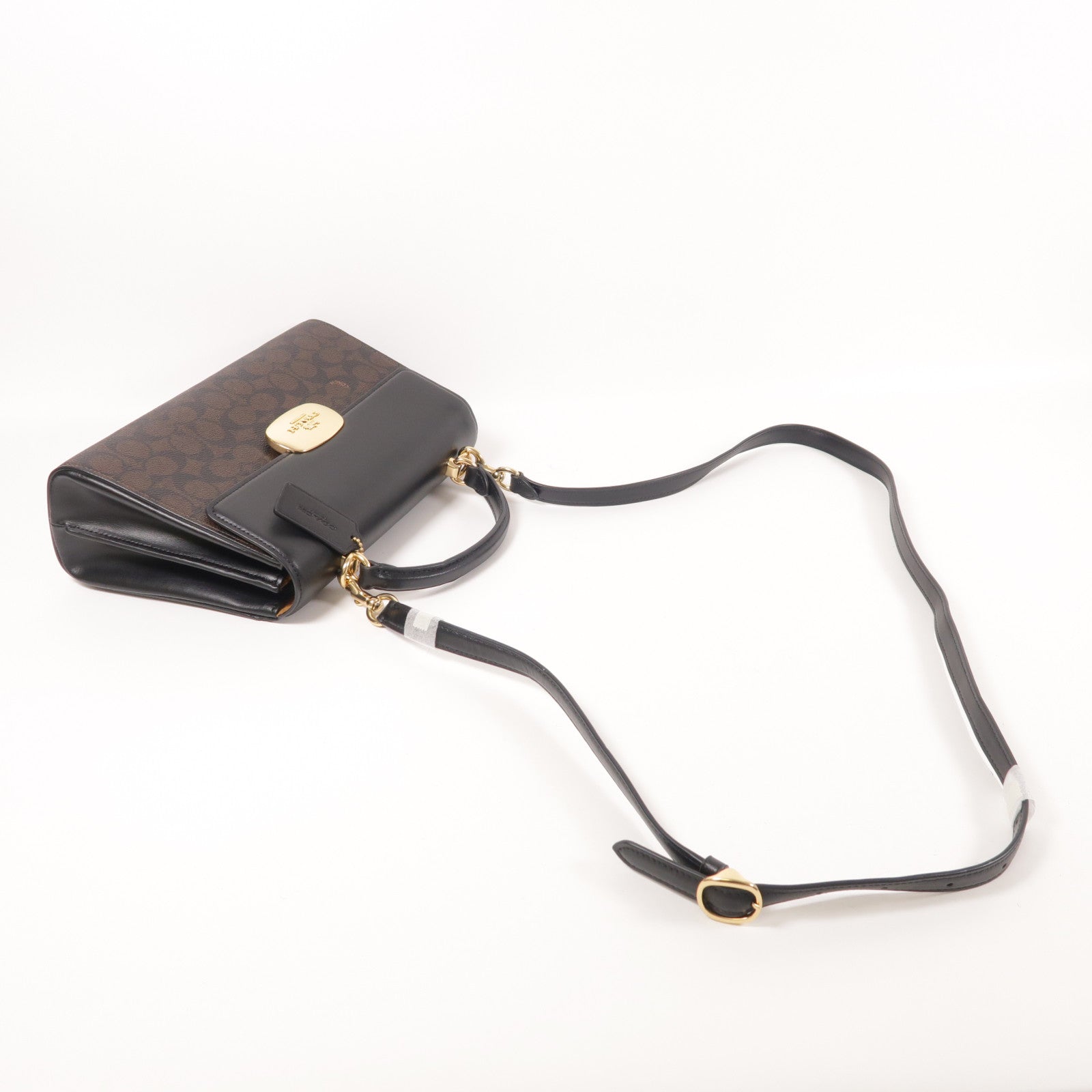 COACH 塗層帆布Eliza Top Handle Bag金扣手挽肩背兩用袋