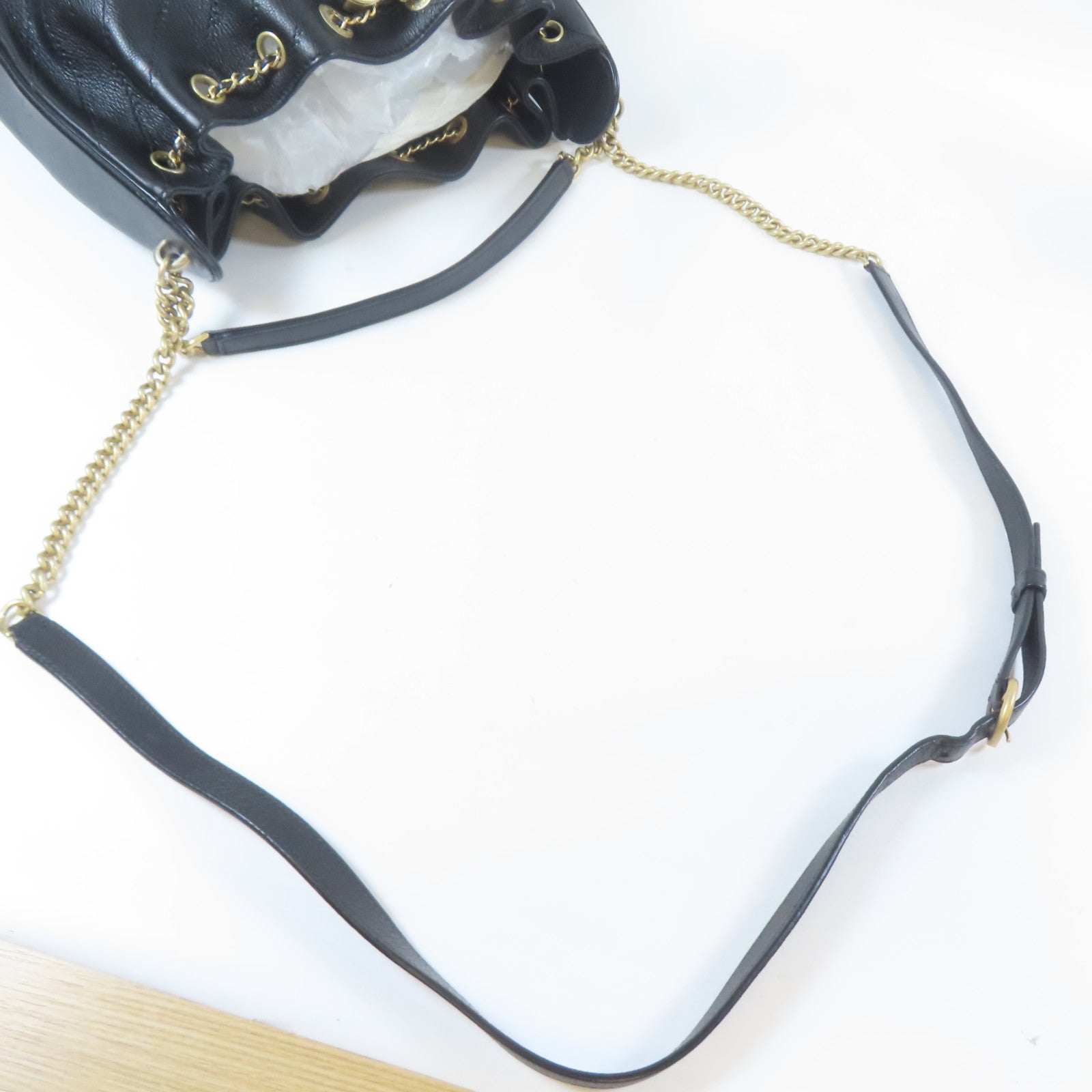 CHANEL 【激減優惠】菱格牛皮皮革2way Shoulder Bag金扣鏈帶手挽肩背兩用袋黑色