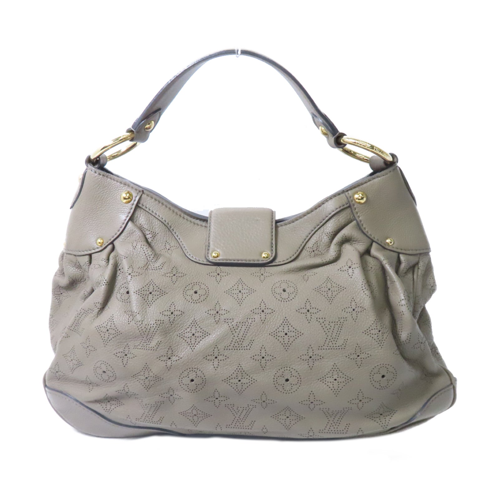 LOUIS VUITTON Monogram Mahina Solar金扣肩背袋灰色