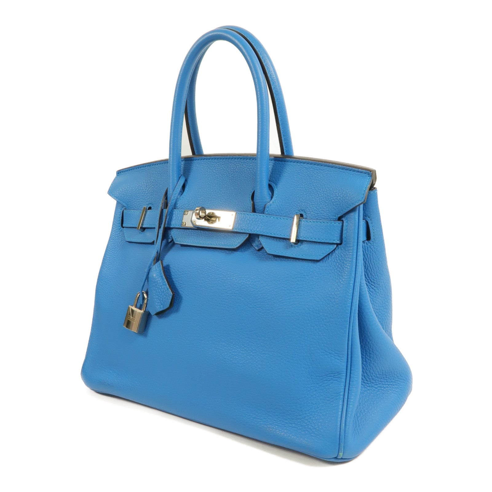 HERMES Clemence皮革Birkin 30手挽袋Bleu Izmir/Malachite