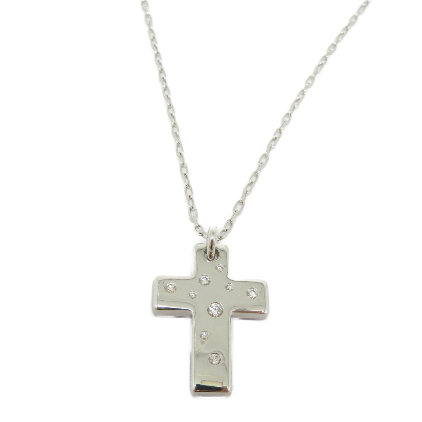 TIFFANY＆CO 18K白金Etoile Cross Necklace項鍊