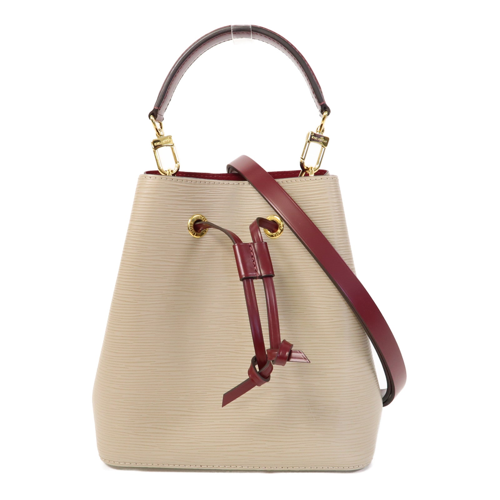 LOUIS VUITTON Epi NeoNoe BB金扣手挽肩背兩用袋米色/紅色