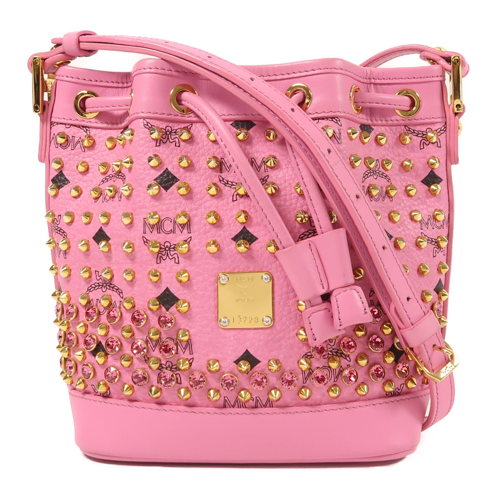 MCM 牛皮皮革Shoulder Bag金扣肩背袋