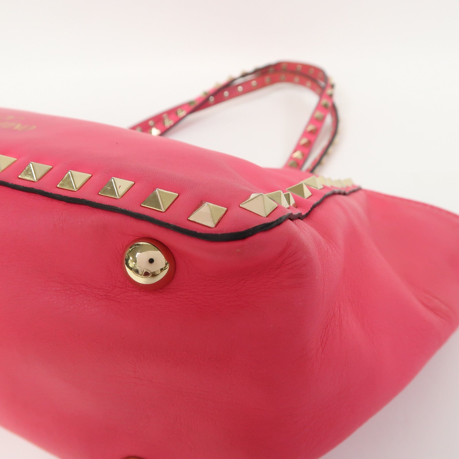 Valentino 牛皮皮革Shoulder Bag金扣手挽肩背兩用袋粉紅色