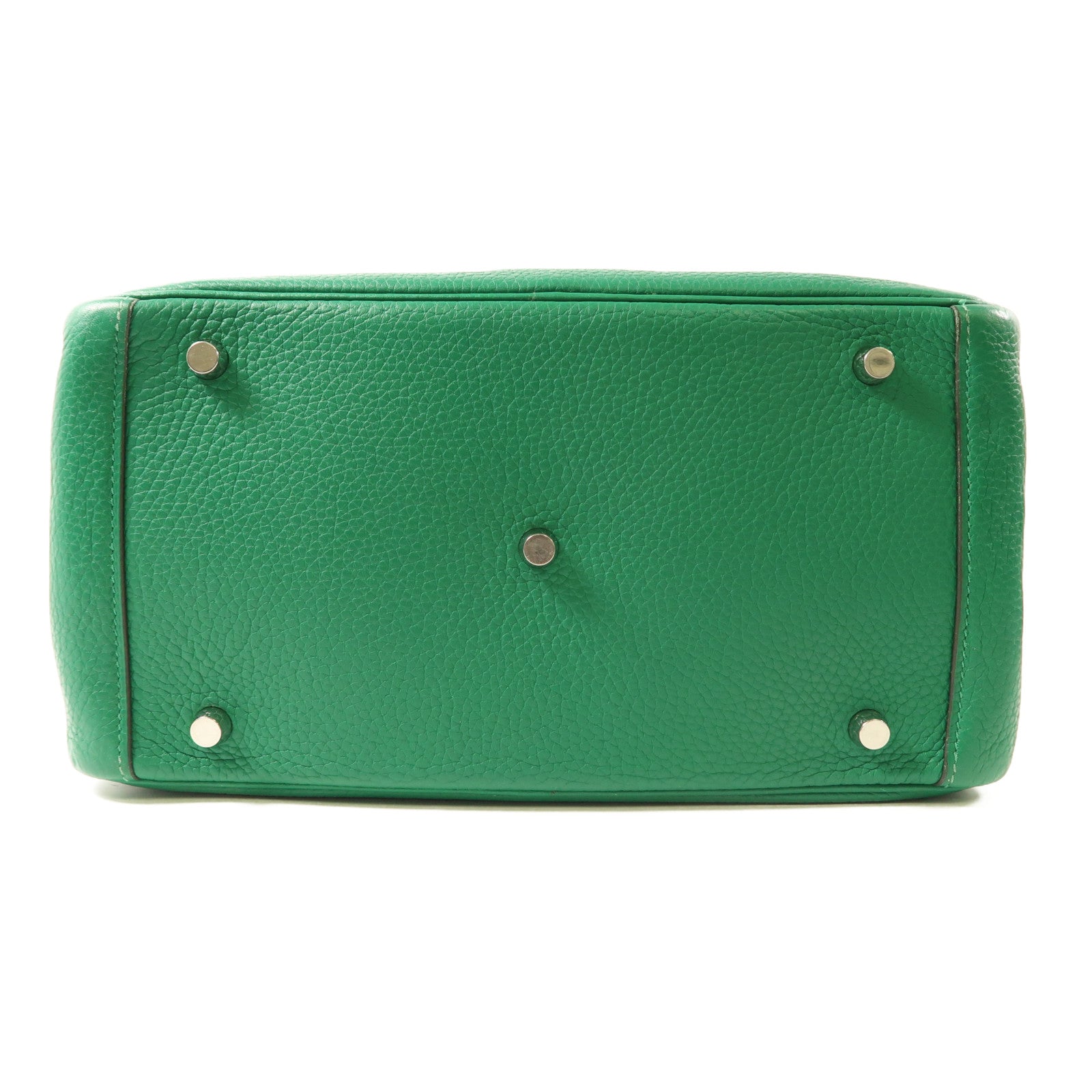 HERMES Clemence皮革Lindy 30銀扣手挽肩背兩用袋Vert Vertigo綠色