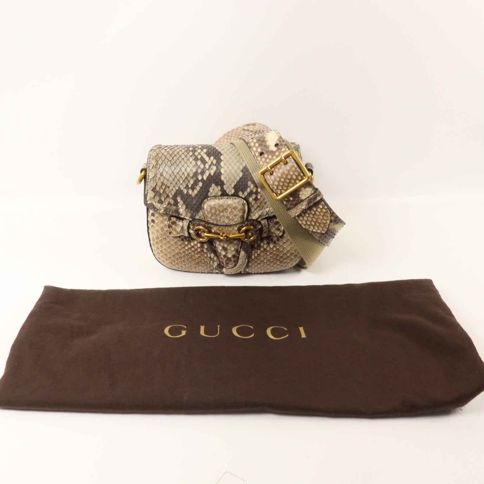 GUCCI 蛇皮皮革Lady Web Small手挽肩背兩用袋