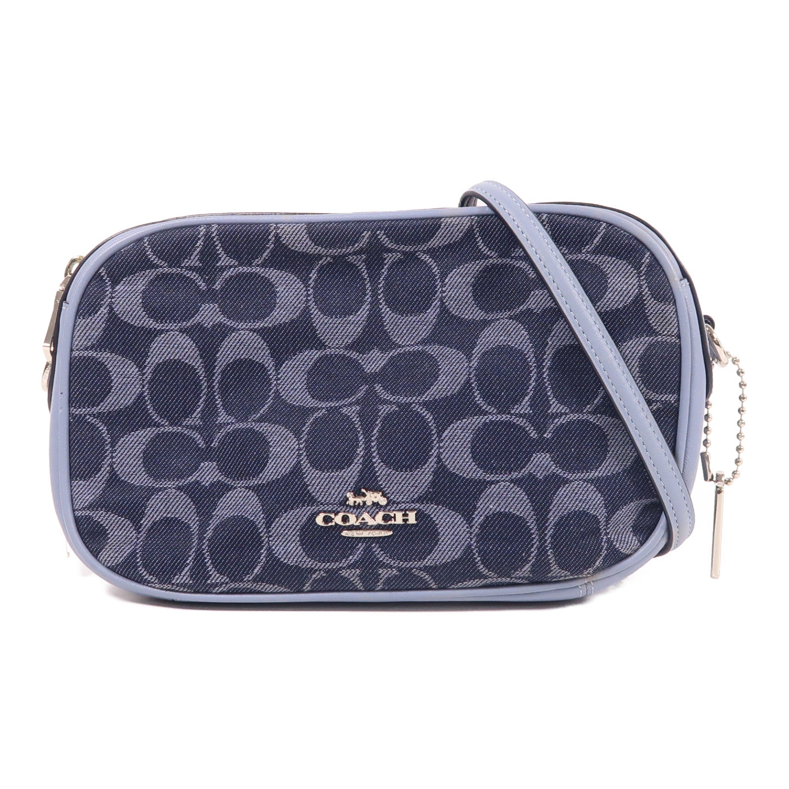 COACH 帆布Shoulder Bag銀扣肩背袋
