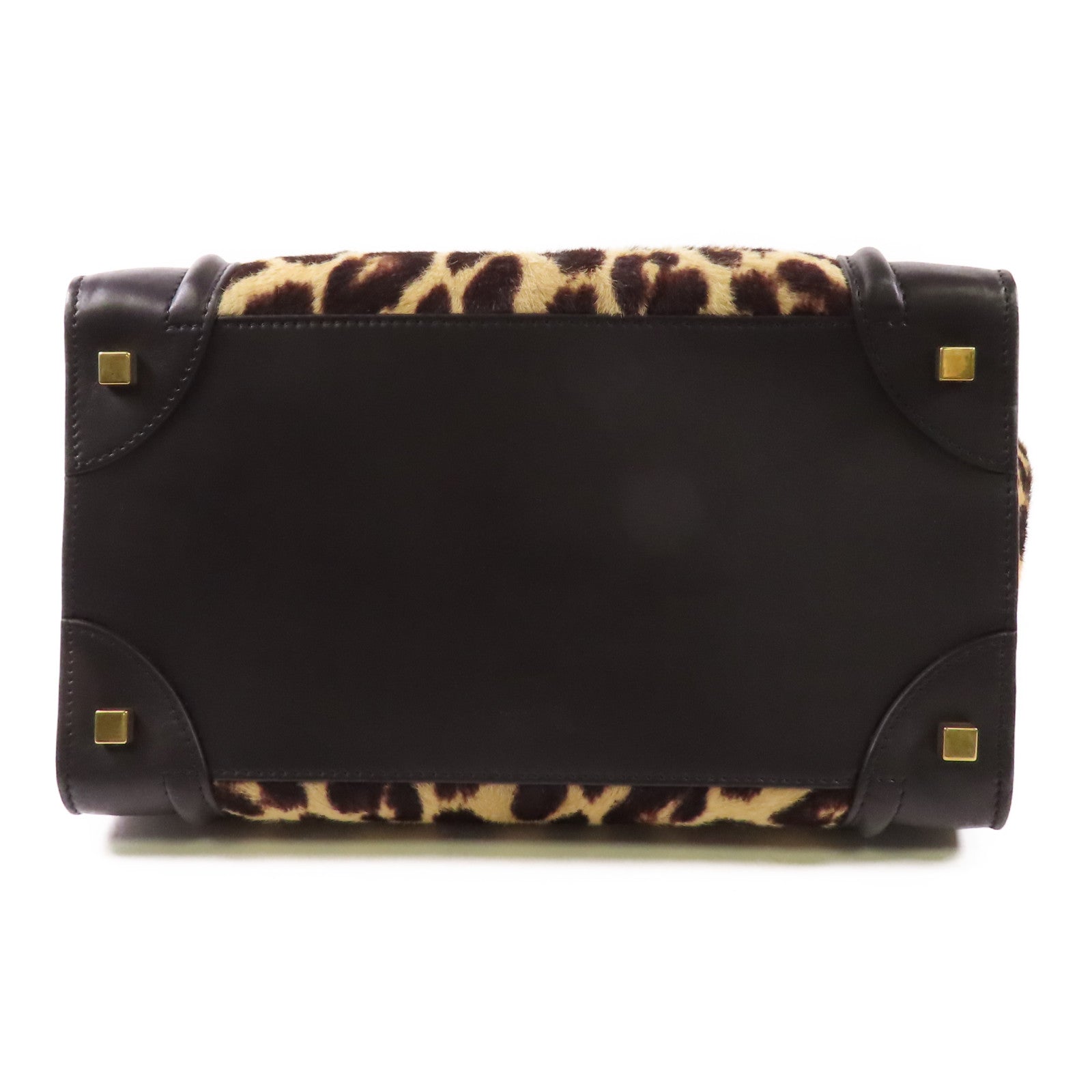 CELINE 牛皮皮革/馬毛Micro Luggage金扣手挽袋