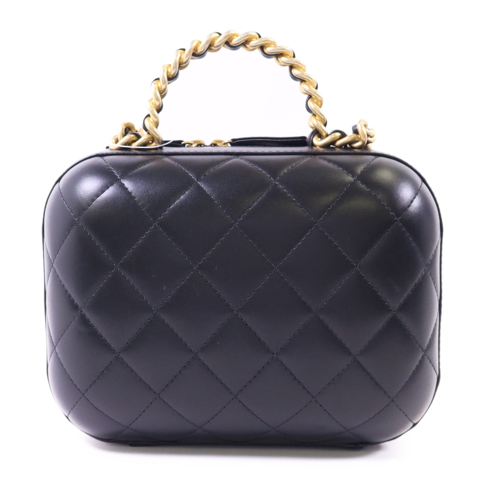 CHANEL 牛皮皮革CC Bubble Top Handle Vanity Case金扣手挽肩背兩用袋