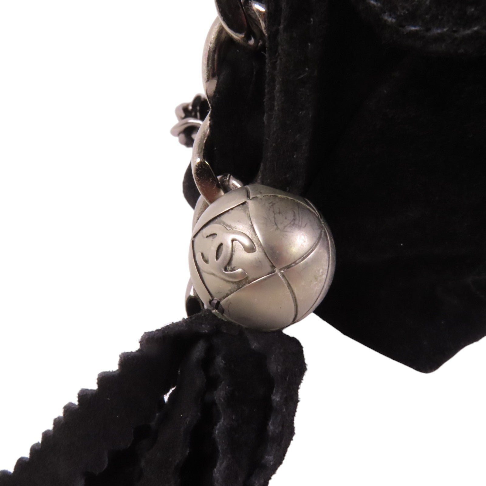 CHANEL 麂皮皮革Vintage Chain Shoulder Bag銀扣鏈帶肩背袋