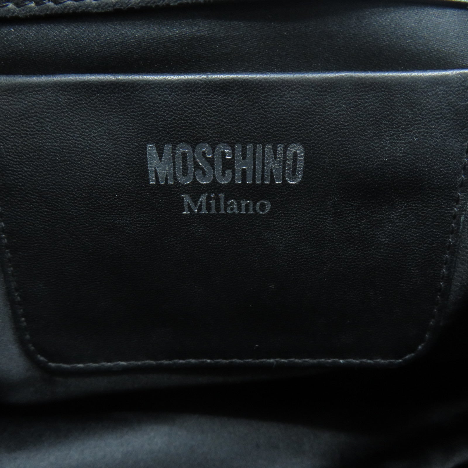 MOSCHINO 牛皮皮革Chain Shoulder銀扣鏈帶肩背袋黑色