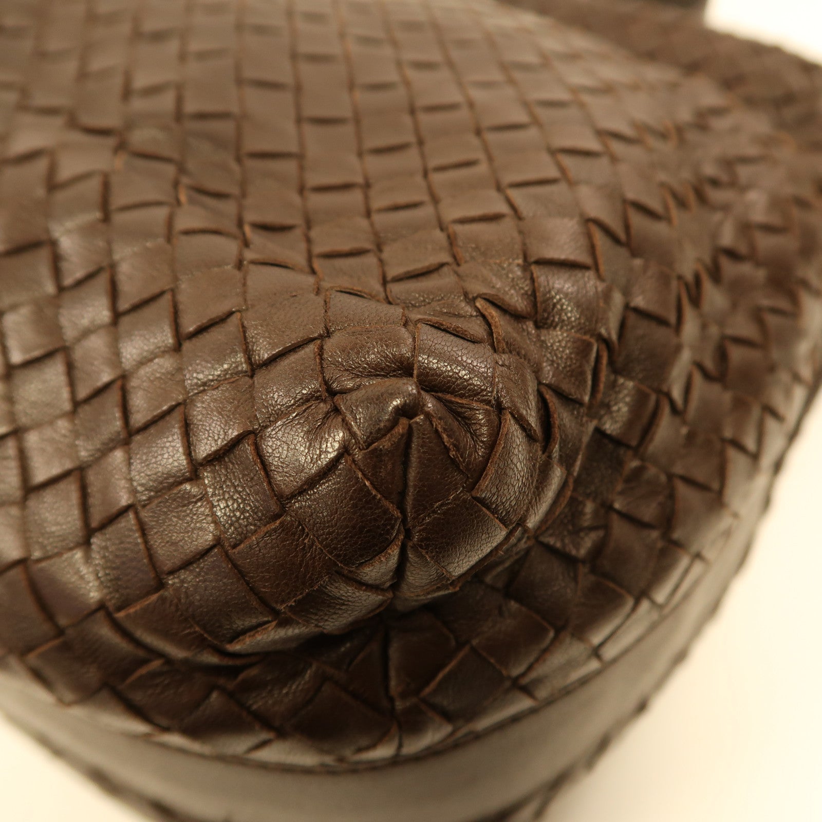 BOTTEGA VENETA 織紋皮革Shoulder Bag金扣肩背袋啡色