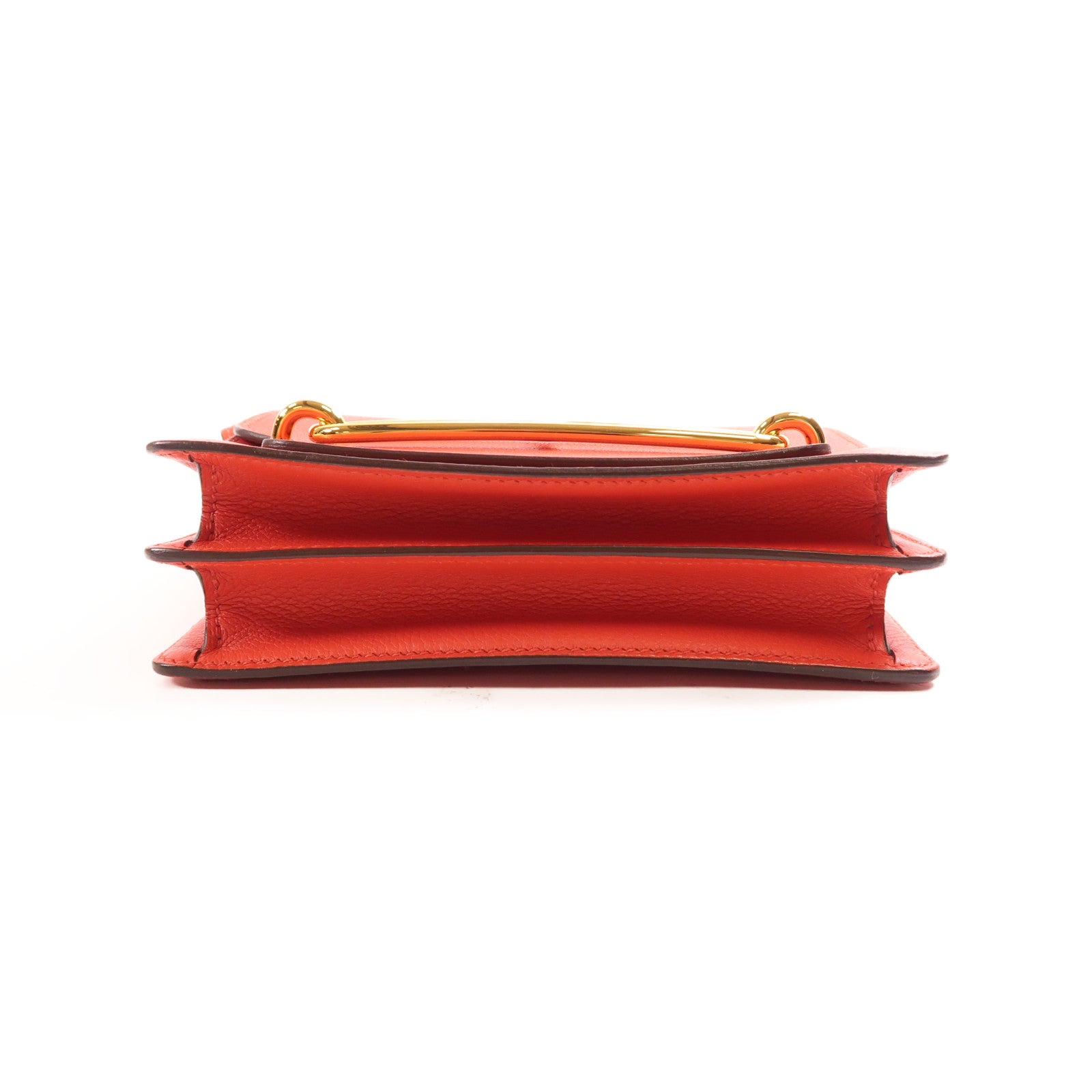HERMES Evercolor皮革Roulis Mini金扣肩背袋Rouge Tomate