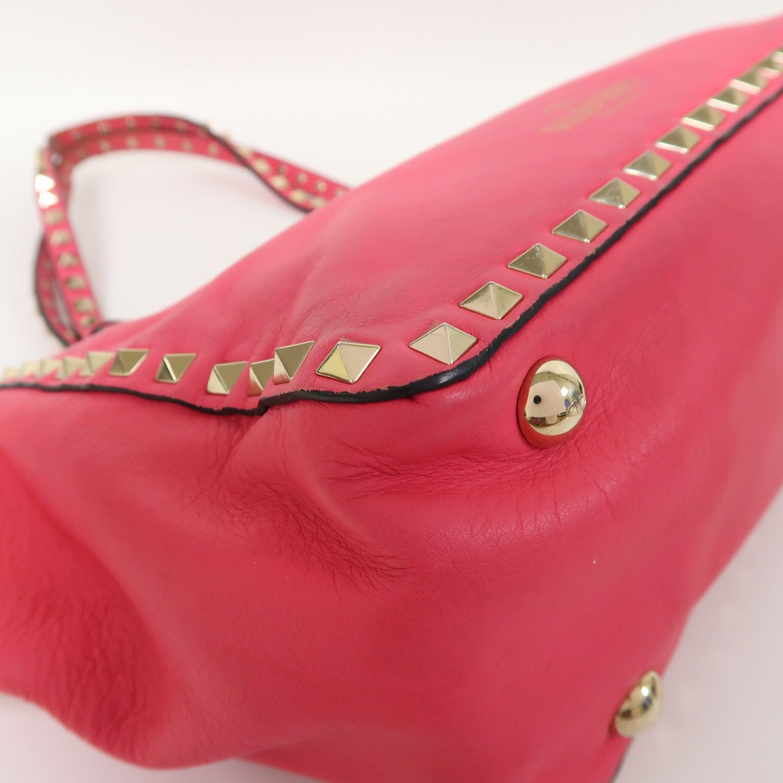 Valentino 牛皮皮革Shoulder Bag金扣手挽肩背兩用袋粉紅色
