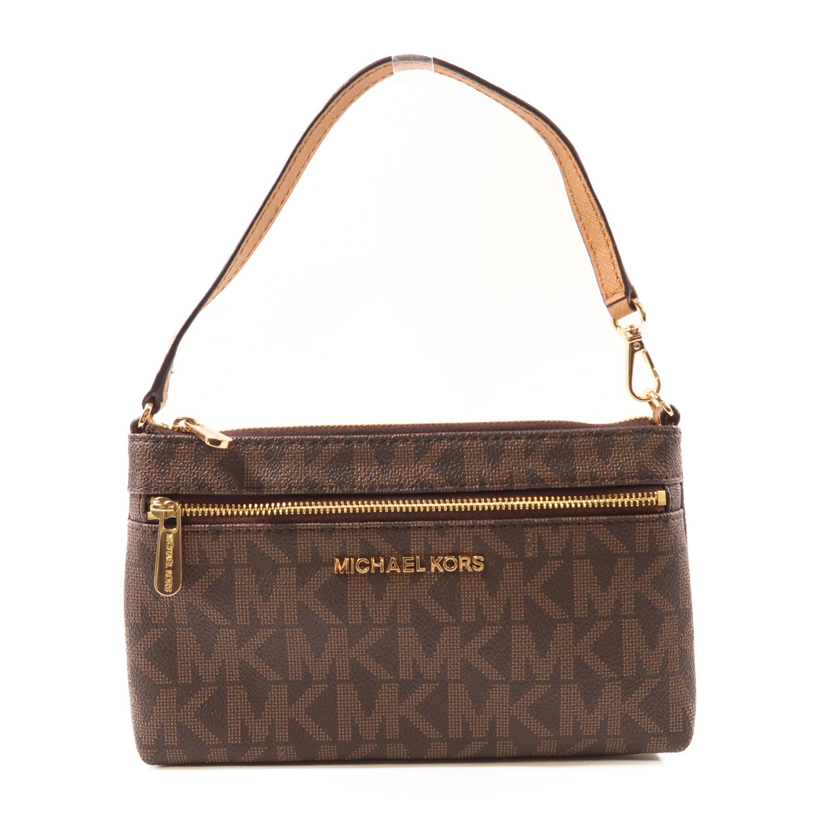 Michael Kors 塗層帆布Handbag金扣手挽袋棕色