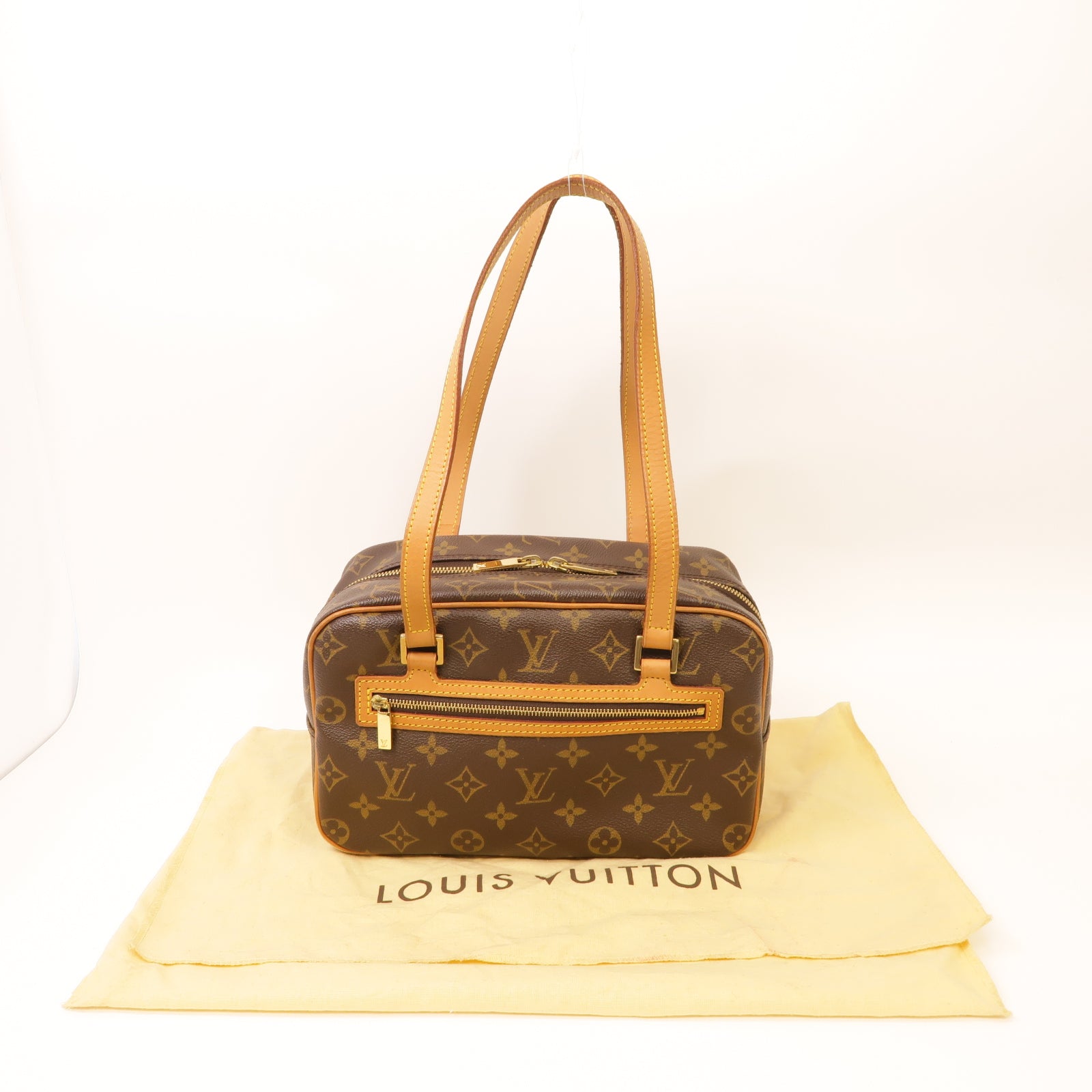 LOUIS VUITTON Monogram Cite MM金扣肩背袋棕色