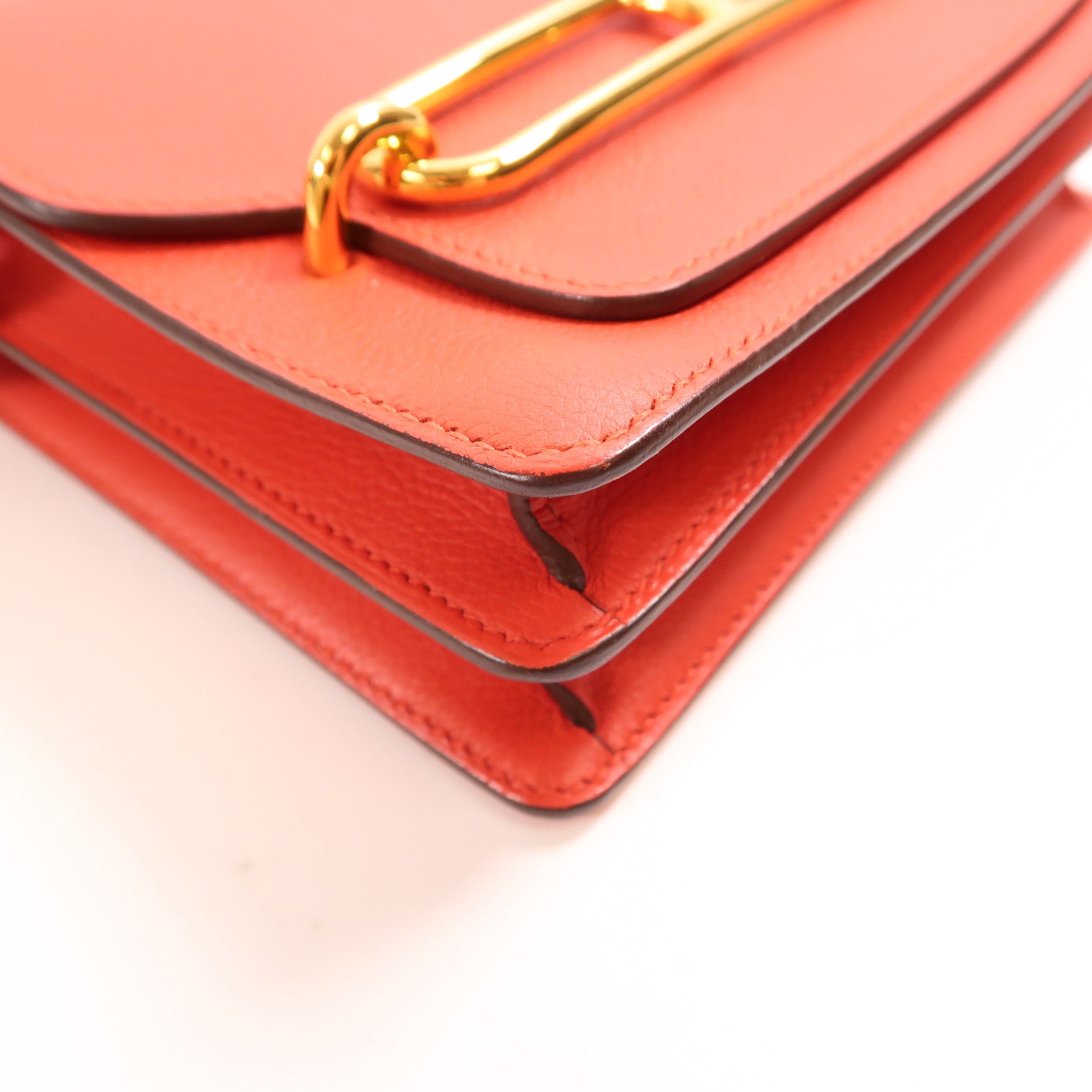 HERMES Evercolor皮革Roulis Mini金扣肩背袋Rouge Tomate