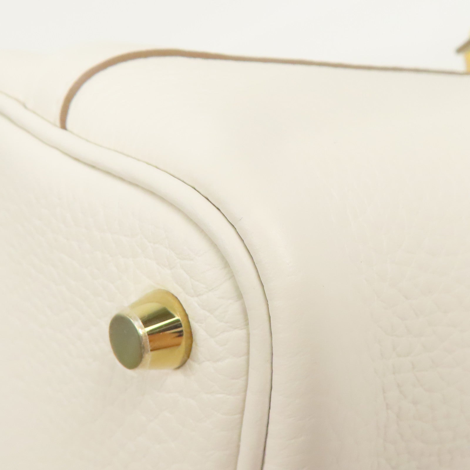 HERMES Clemence皮革Picotin PM金扣手挽袋Gris Pale