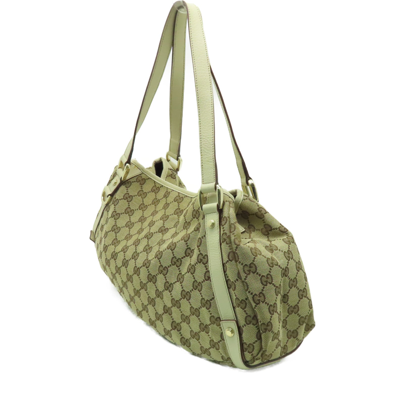 GUCCI 【激減優惠】帆布Shoulder Bag金扣肩背袋啡色
