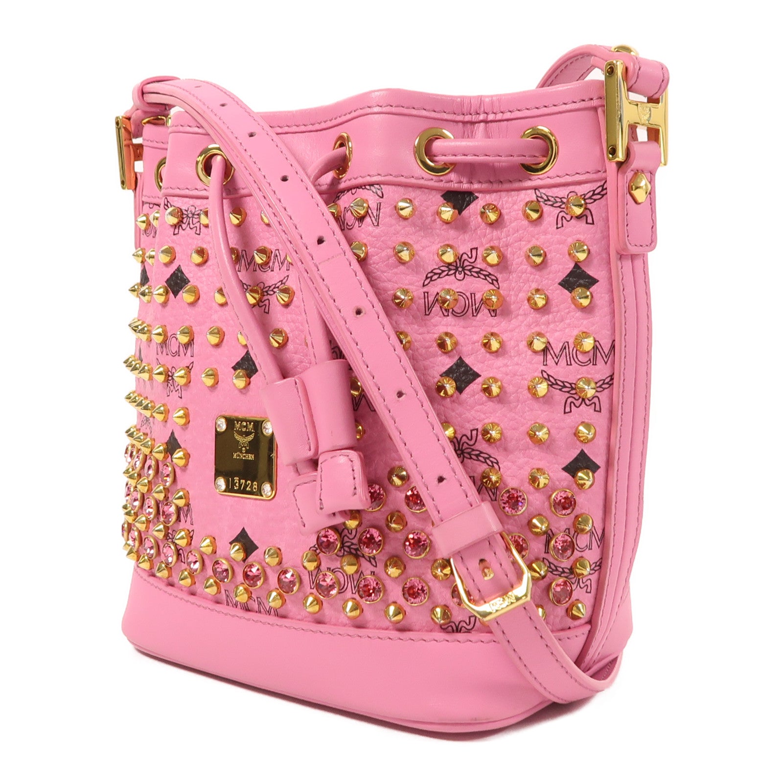 MCM 牛皮皮革Shoulder Bag金扣肩背袋