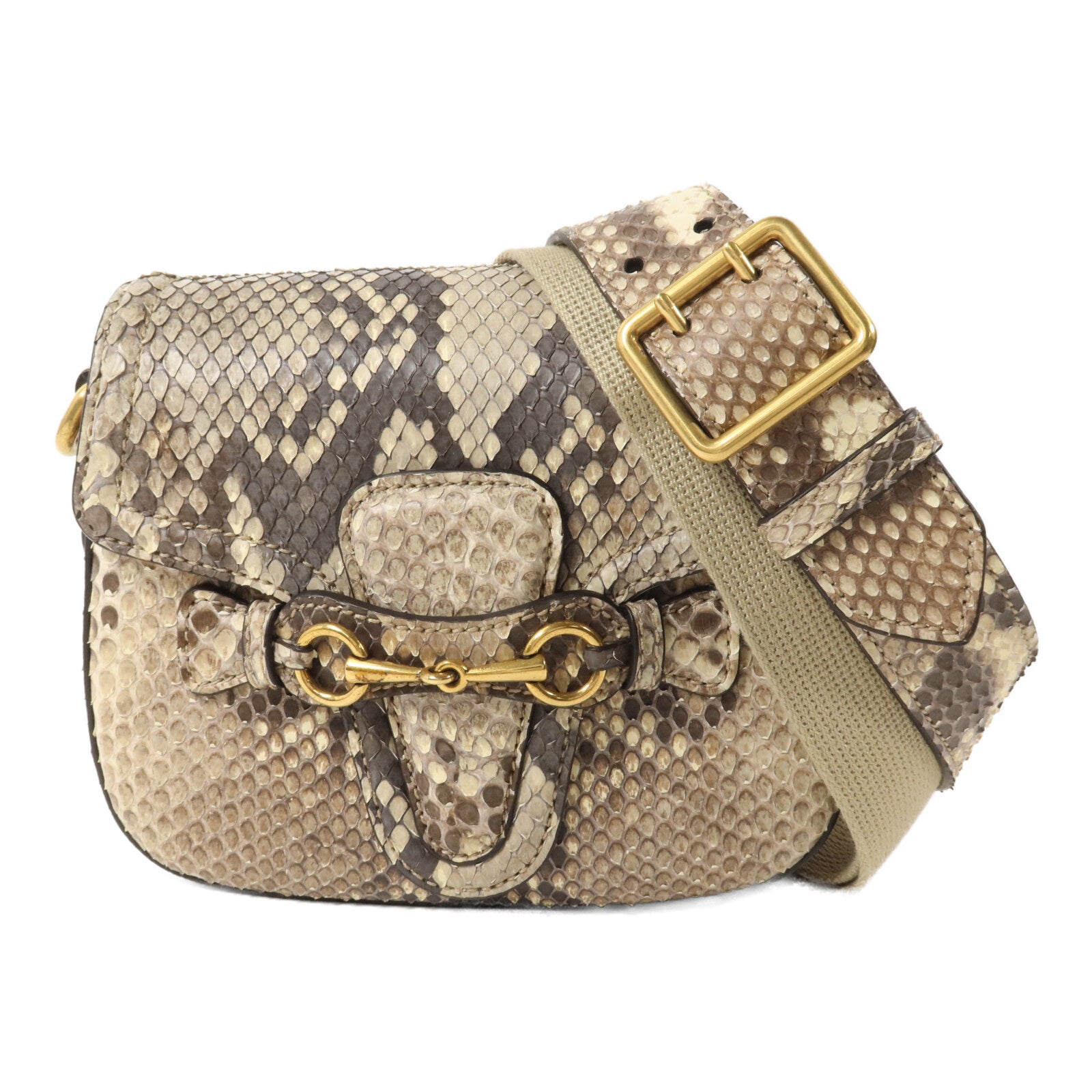 GUCCI 蛇皮皮革Lady Web Small手挽肩背兩用袋
