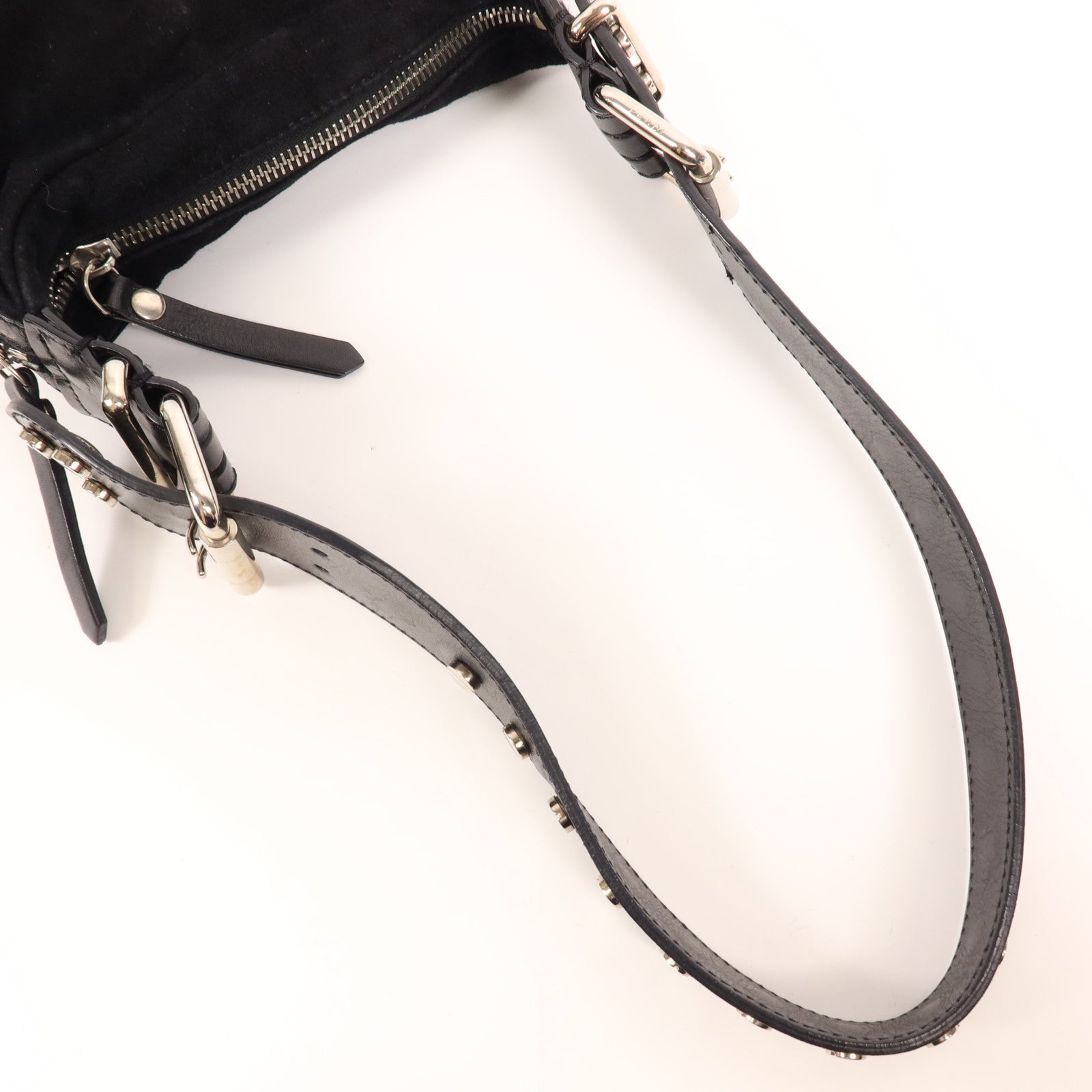FENDI 麂皮皮革Shoulder Bag銀扣肩背袋