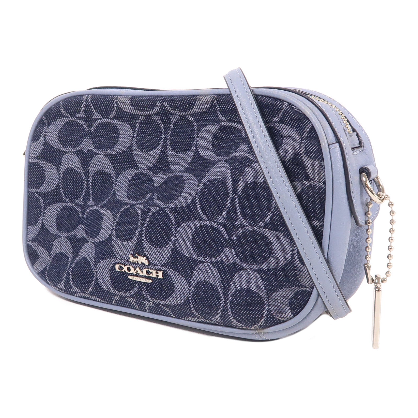 COACH 帆布Shoulder Bag銀扣肩背袋