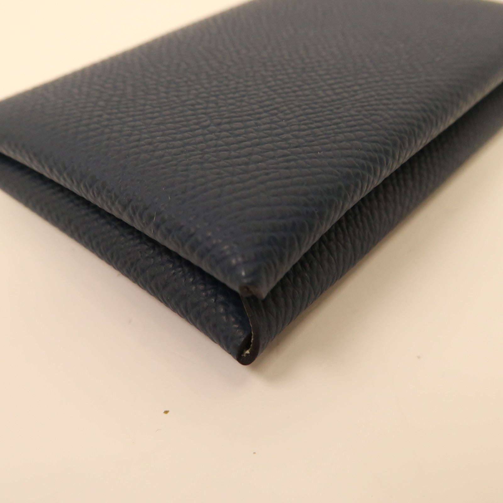 HERMES Epsom皮革Calvi Card Case銀扣卡片套Bleu de Prusse/深藍色