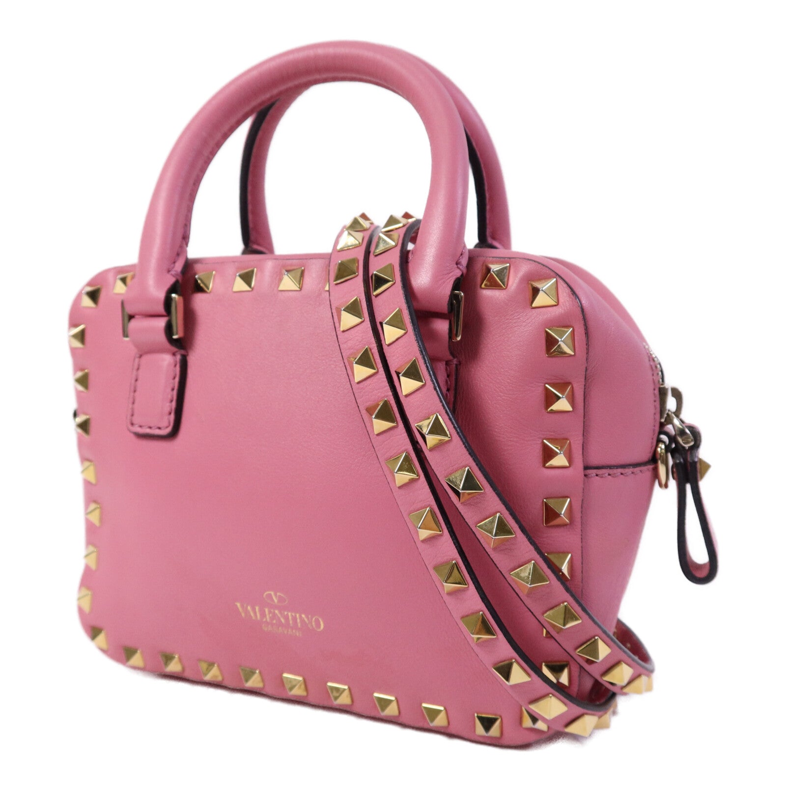 Valentino 【激減優惠】牛皮皮革Rockstud 2Way Bag金扣鏈帶手挽肩背兩用袋