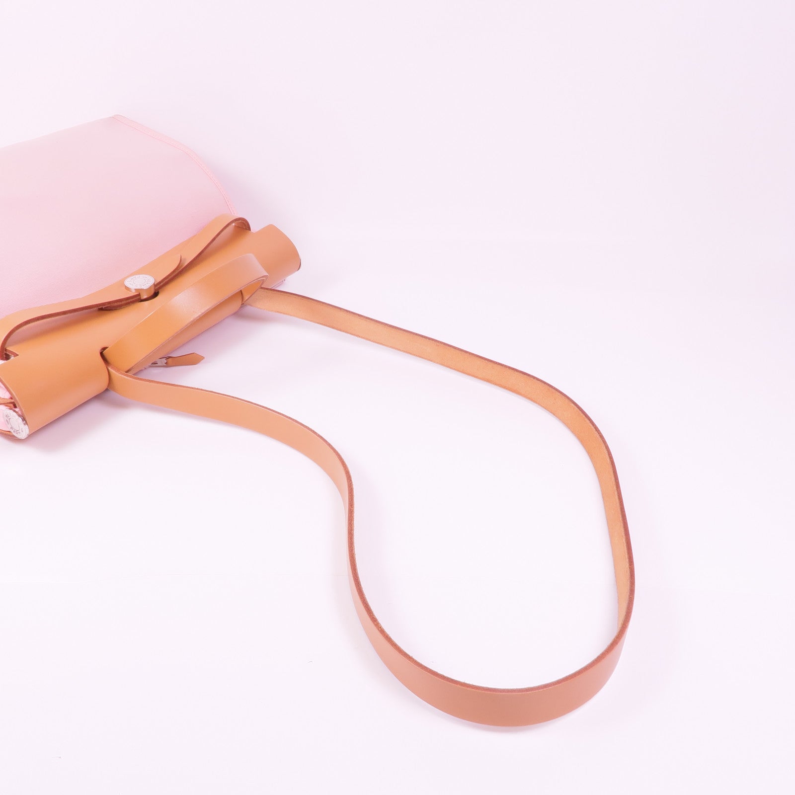 HERMES 帆布Herbag PM銀扣手挽肩背兩用袋Rose Sakura