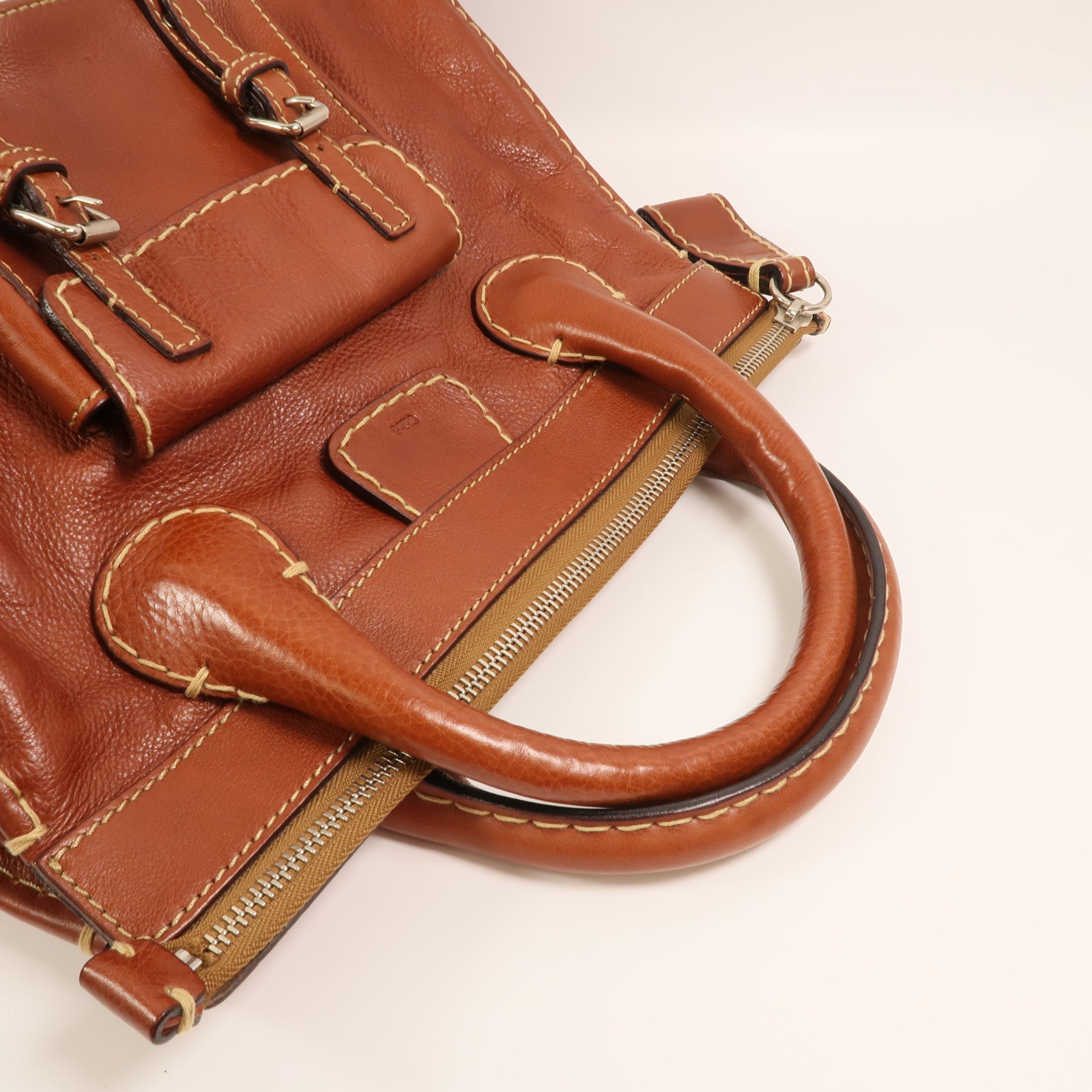 Chloe 牛皮皮革Hand Bag銀扣手挽袋