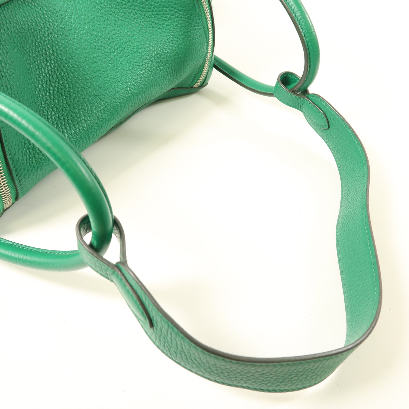 HERMES Clemence皮革Lindy 30銀扣手挽肩背兩用袋Vert Vertigo綠色