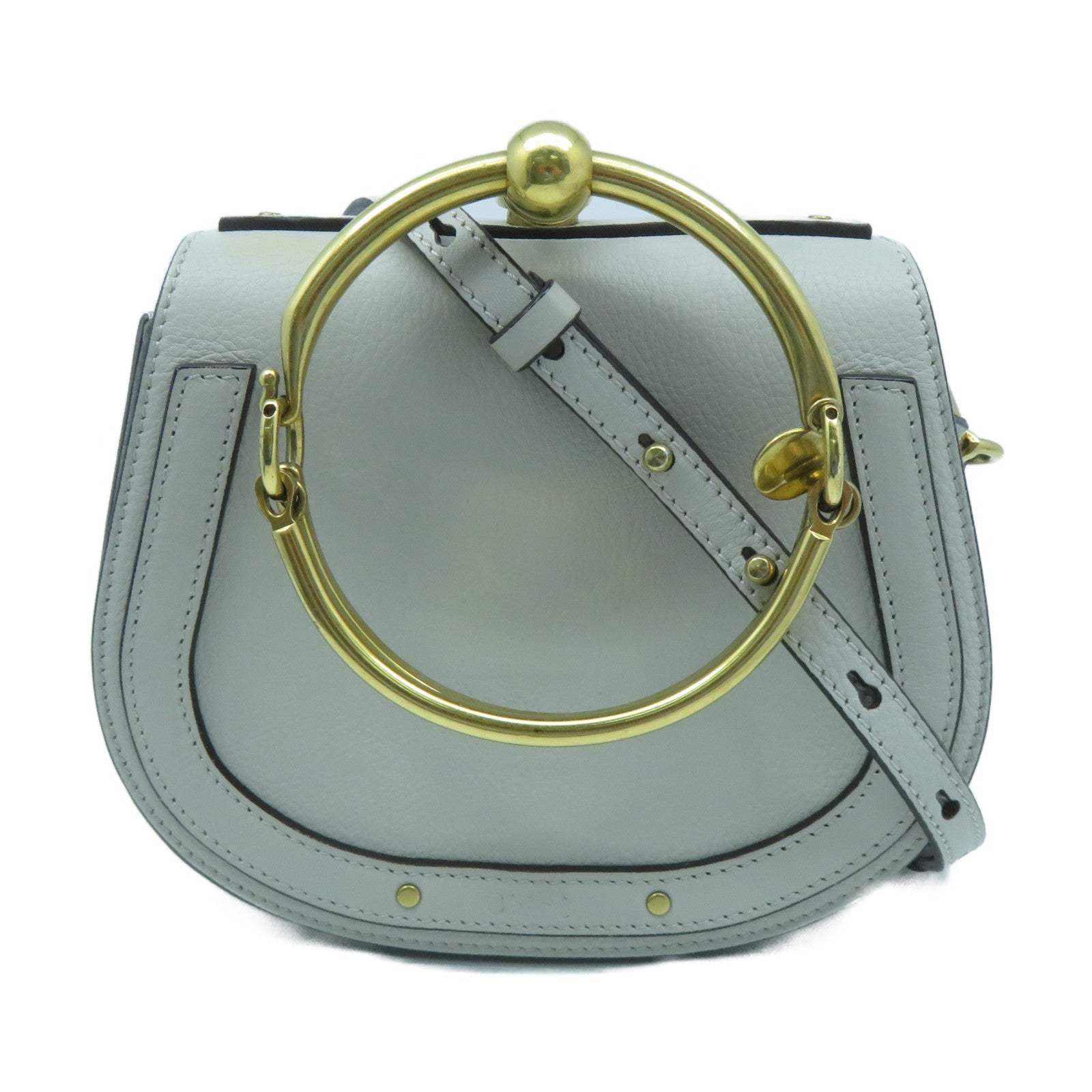 Chloe 【激減優惠】牛皮皮革Shoulder Bag金扣肩背袋灰綠色