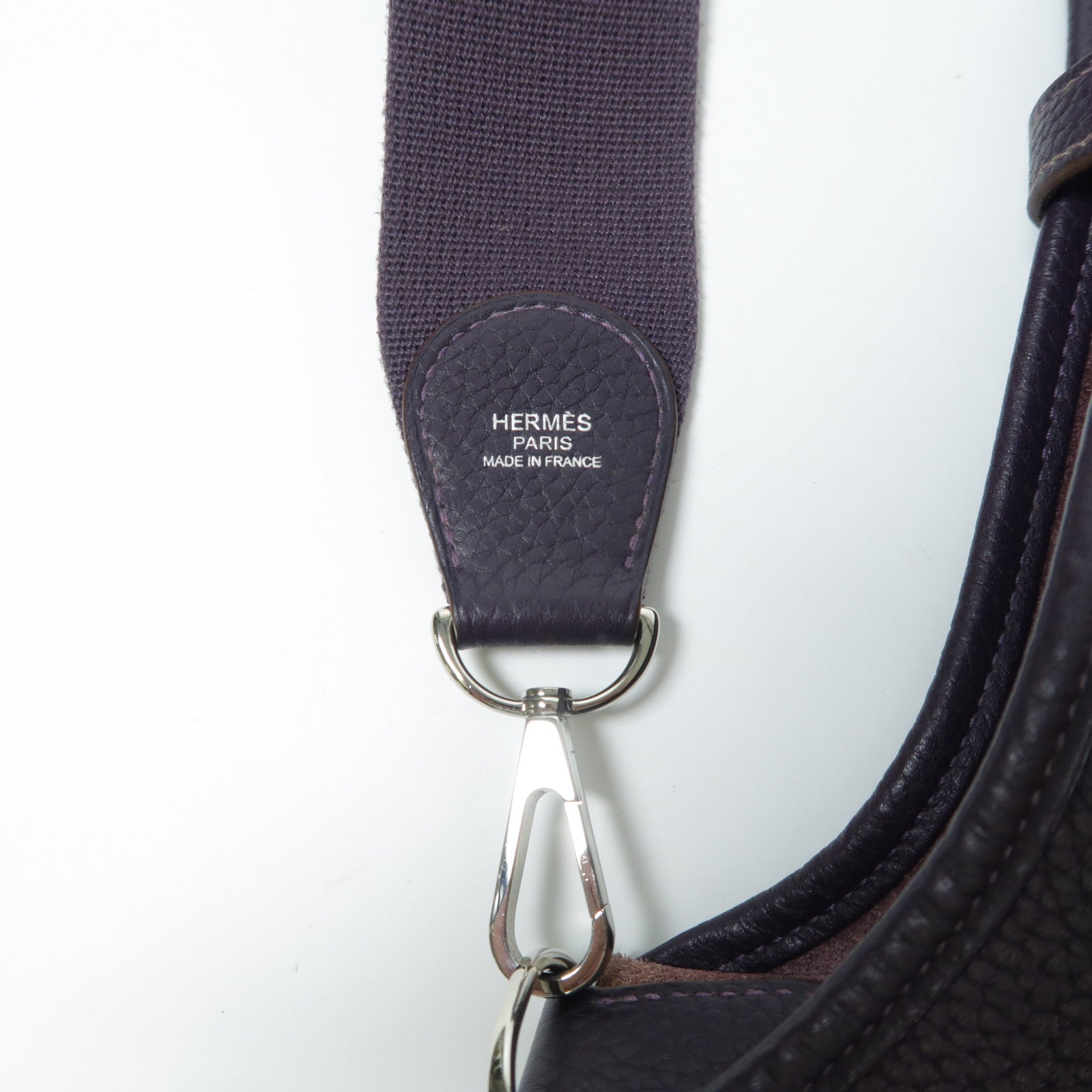HERMES Clemence皮革Evelyne PM銀扣肩背袋Raisin