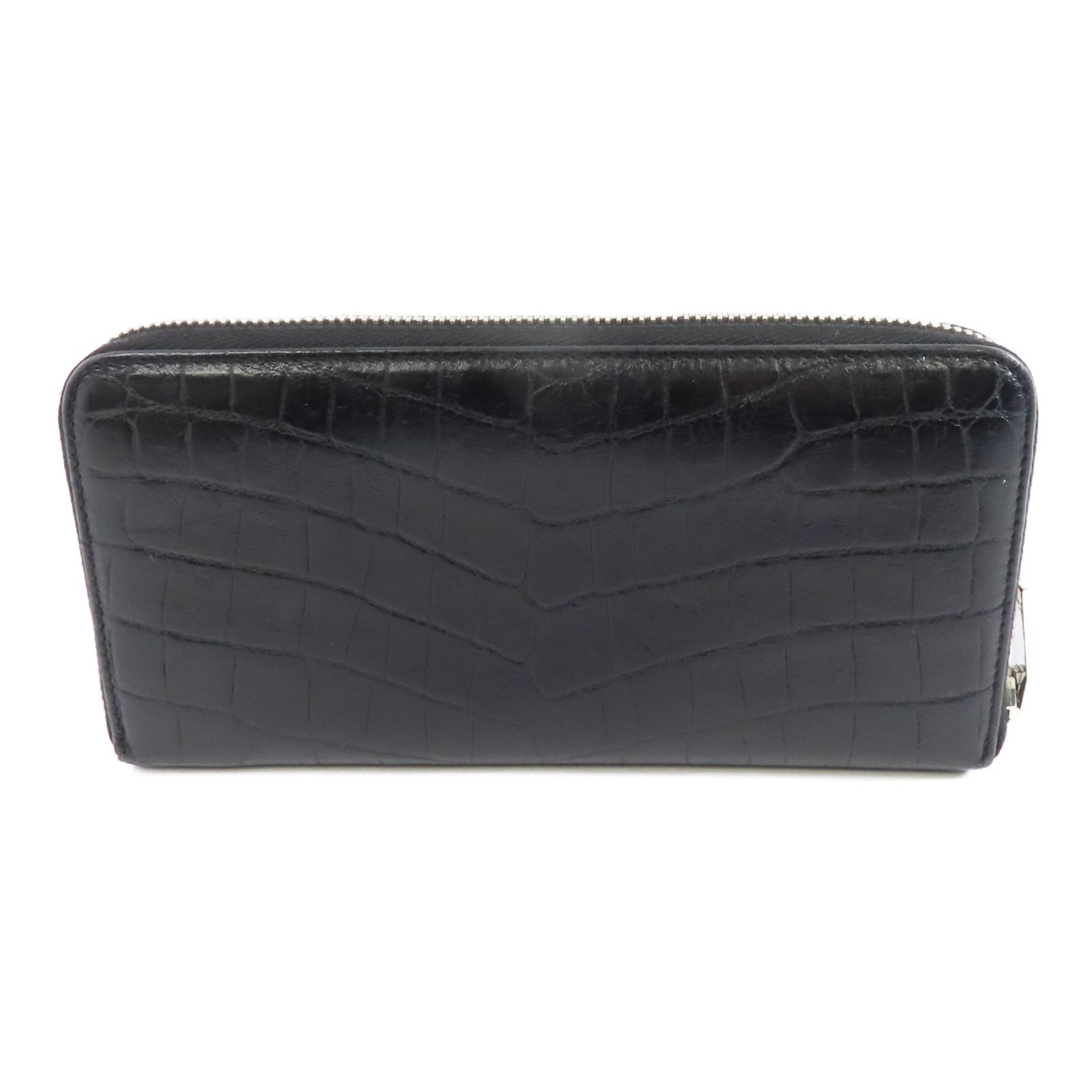 SAINT LAURENT 牛皮皮革Long Wallet銀扣長錢包黑色