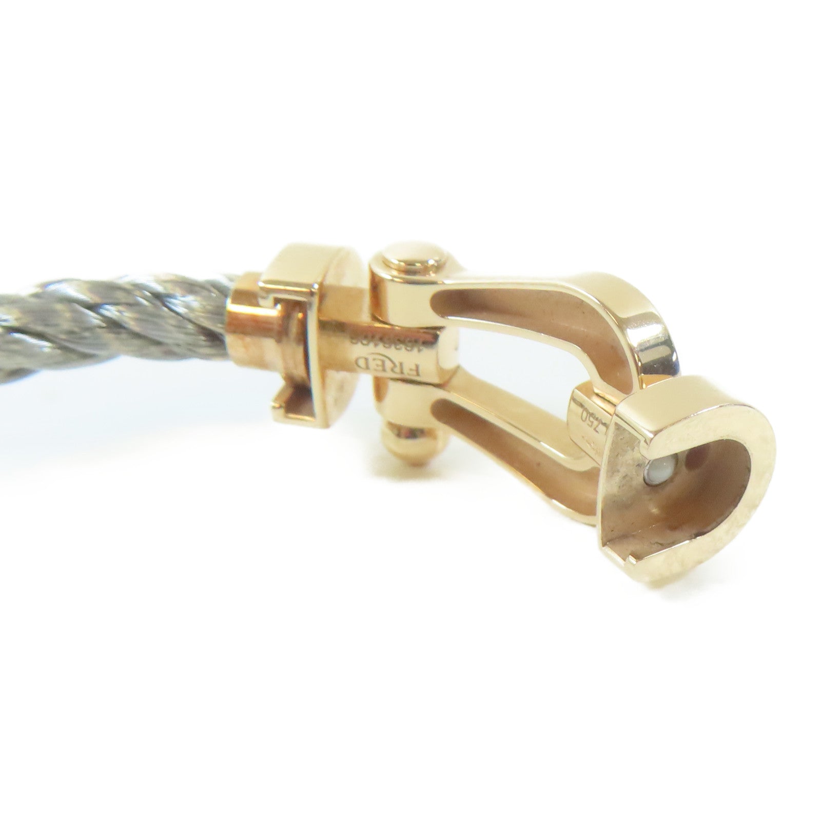 FRED 18K黃金Force 10 Bracelet手鐲銀色/綠色/啡色#15cm
