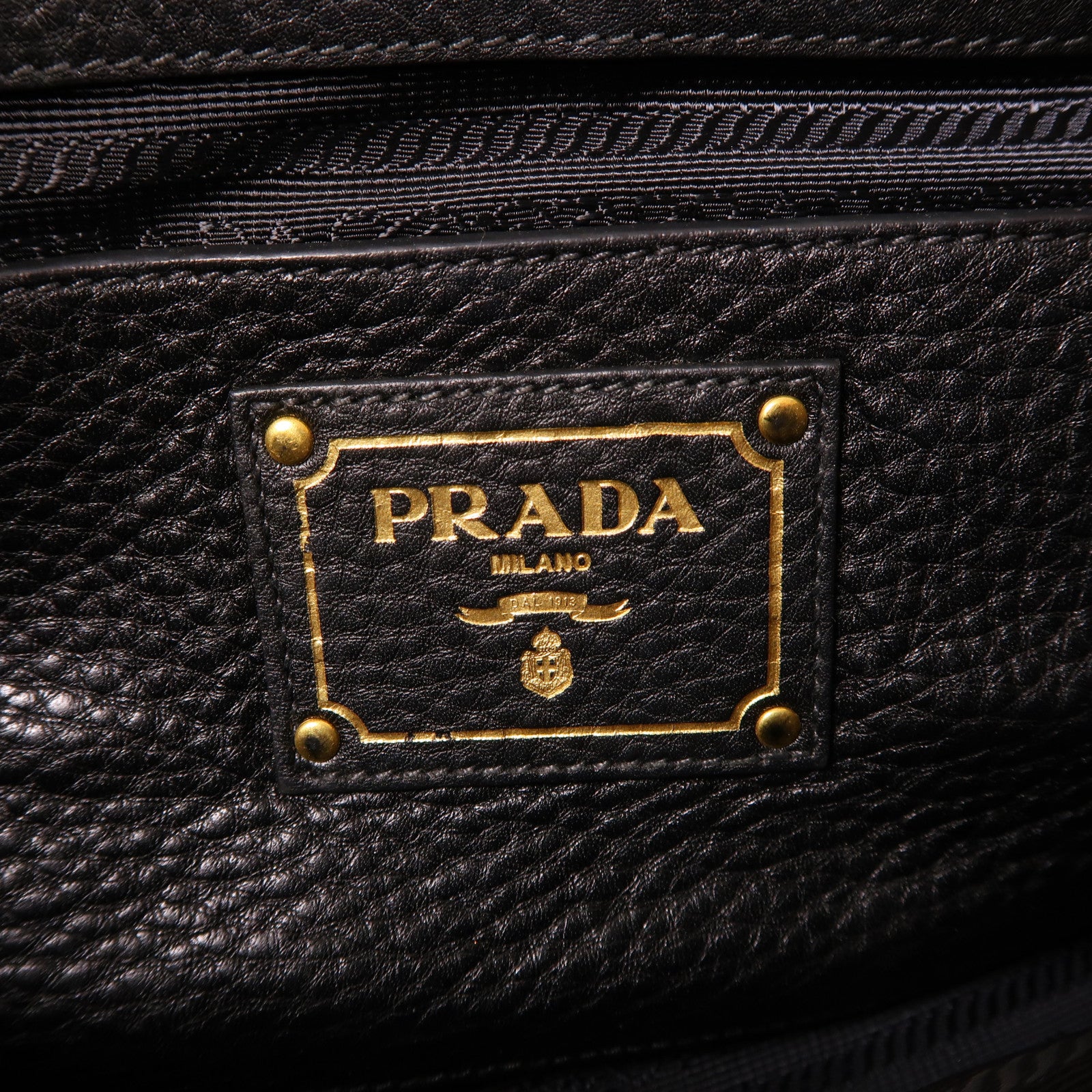 PRADA 牛皮皮革Shoulder Bag金扣手挽肩背兩用袋黑色