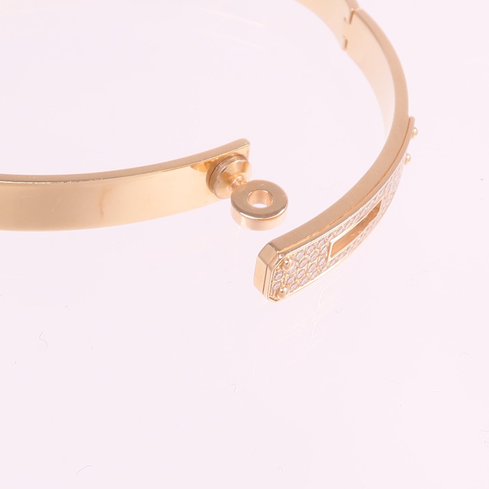 HERMES 18K玫瑰金Kelly Diamond Bracelet鑽石手鐲