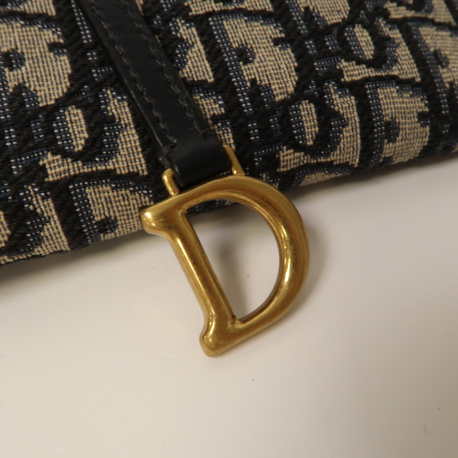 Dior 帆布Shoulder Bag金扣鏈帶肩背袋藍色/米色