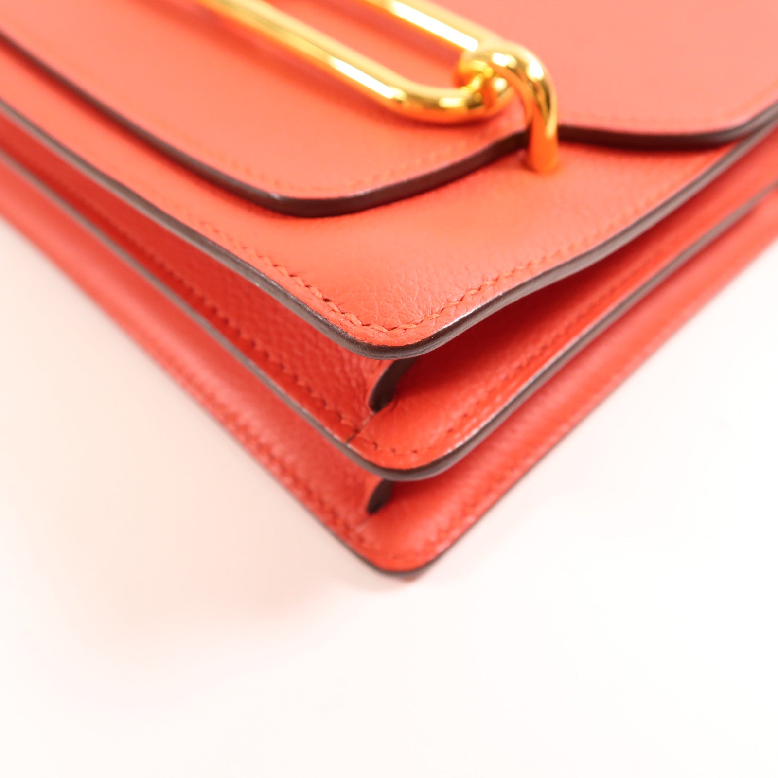 HERMES Evercolor皮革Roulis Mini金扣肩背袋Rouge Tomate