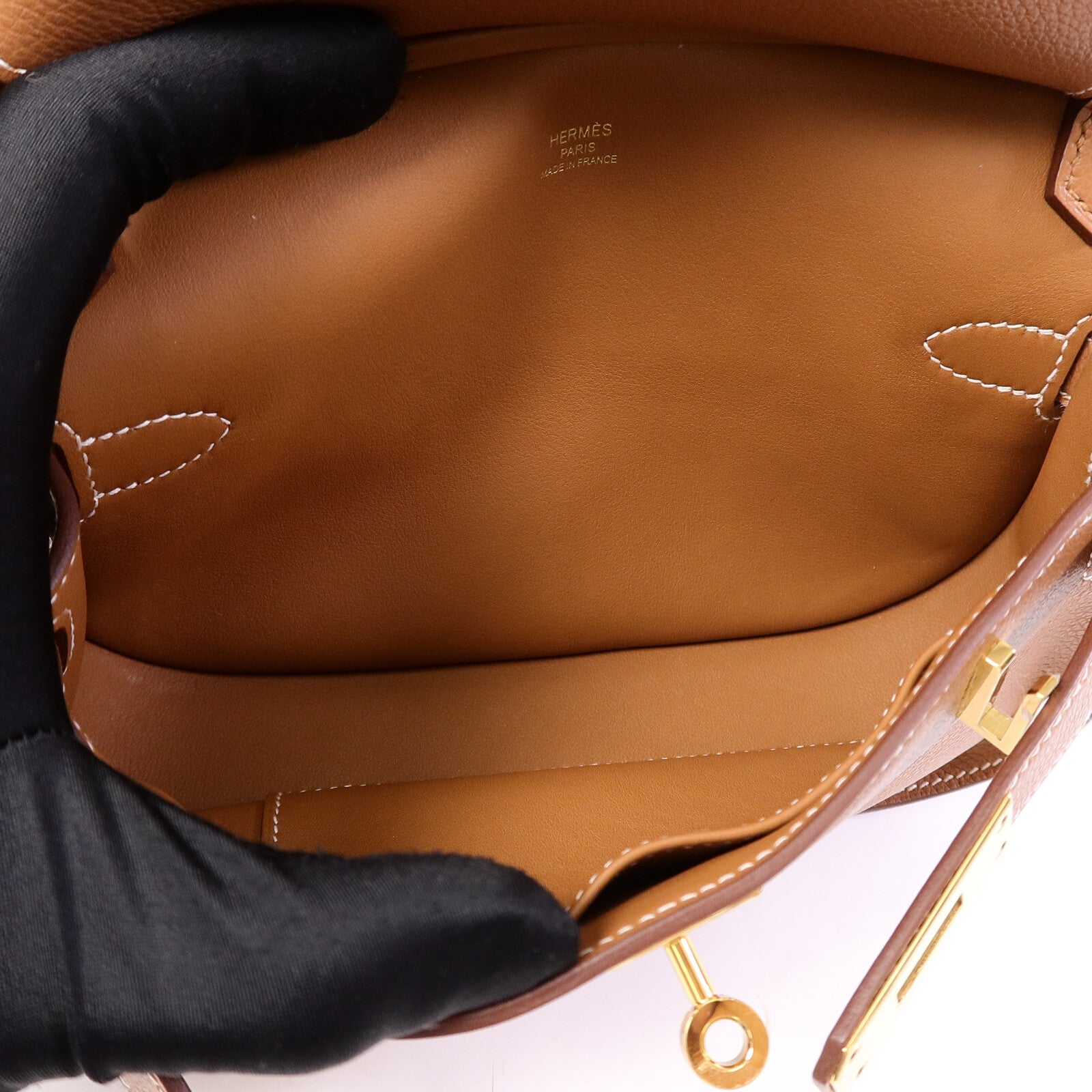 HERMES Evercolor皮革Mini Jypsiere肩背袋Gold