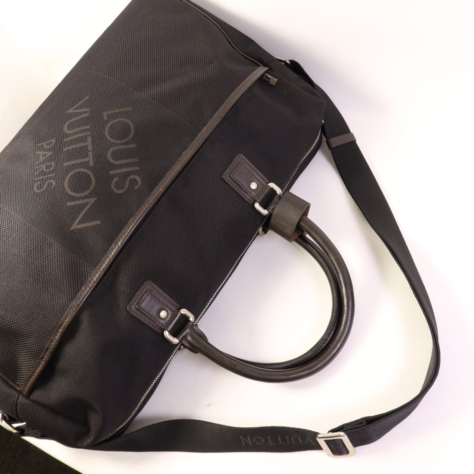 LOUIS VUITTON Damier Geant Albatros Boston Bag銀扣手挽肩背兩用袋