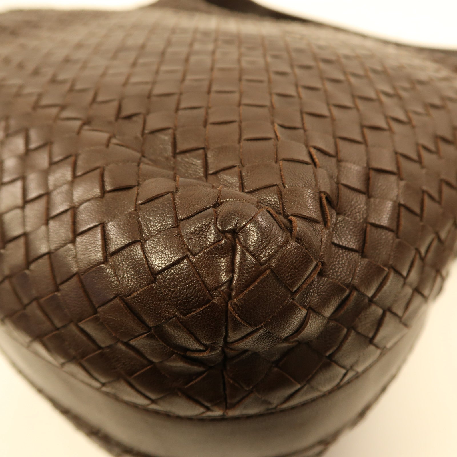 BOTTEGA VENETA 織紋皮革Shoulder Bag金扣肩背袋啡色