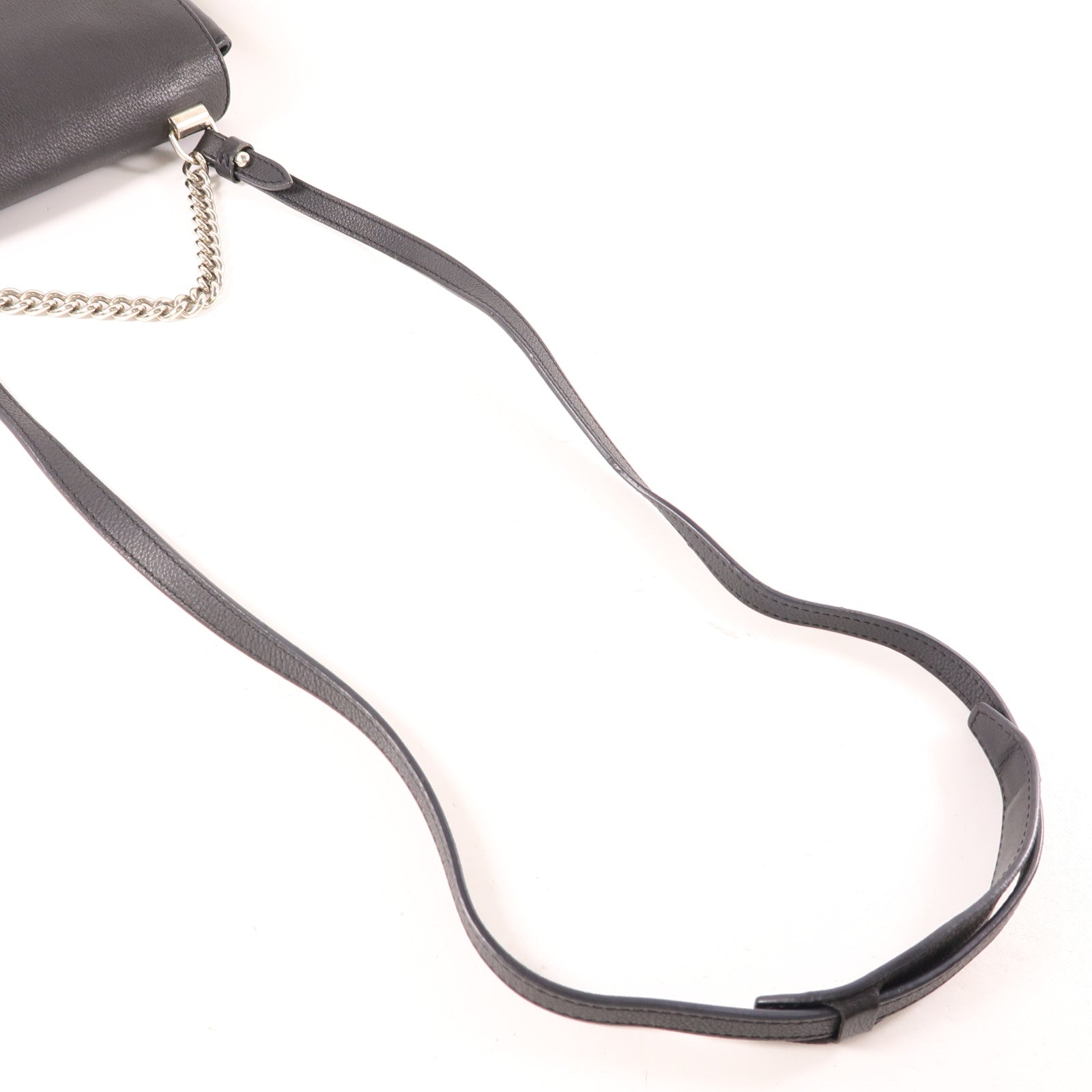 LOUIS VUITTON 牛皮皮革Lockme II BB銀扣鏈帶手挽肩背兩用袋黑色