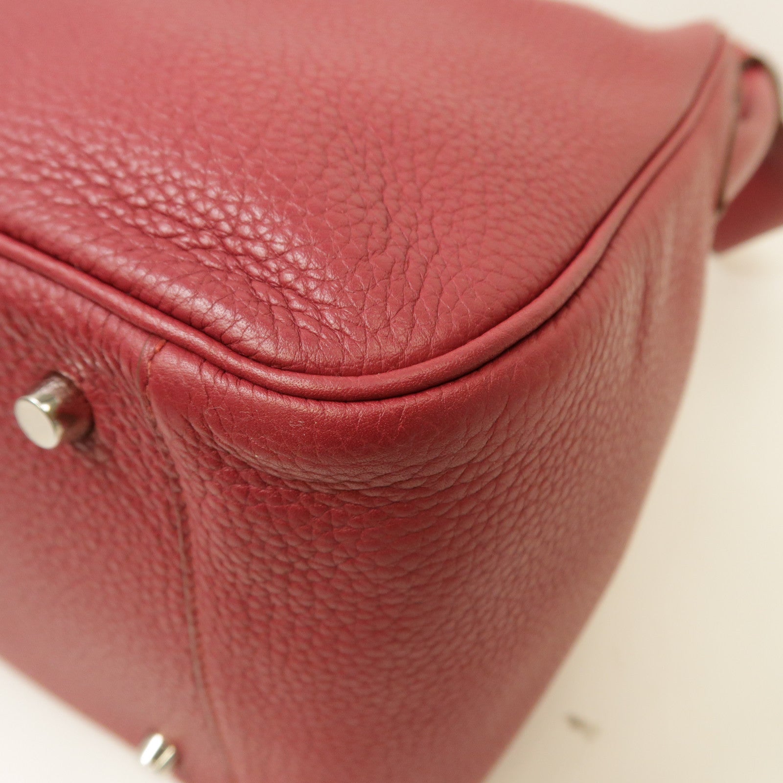 HERMES Clemence皮革Lindy 34銀扣手挽肩背兩用袋Ruby/紅色